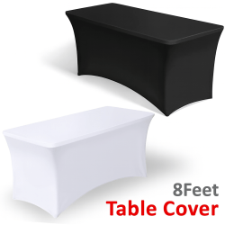 White or Black Stretch Spandex Table Covers for 8 Foot Tables