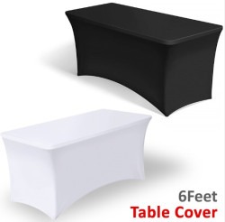 White or Black Stretch Spandex Table Covers for 6 Foot Tables