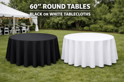 White or Black Tablecloth 120inch 60inch round tables